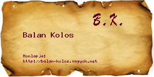 Balan Kolos névjegykártya